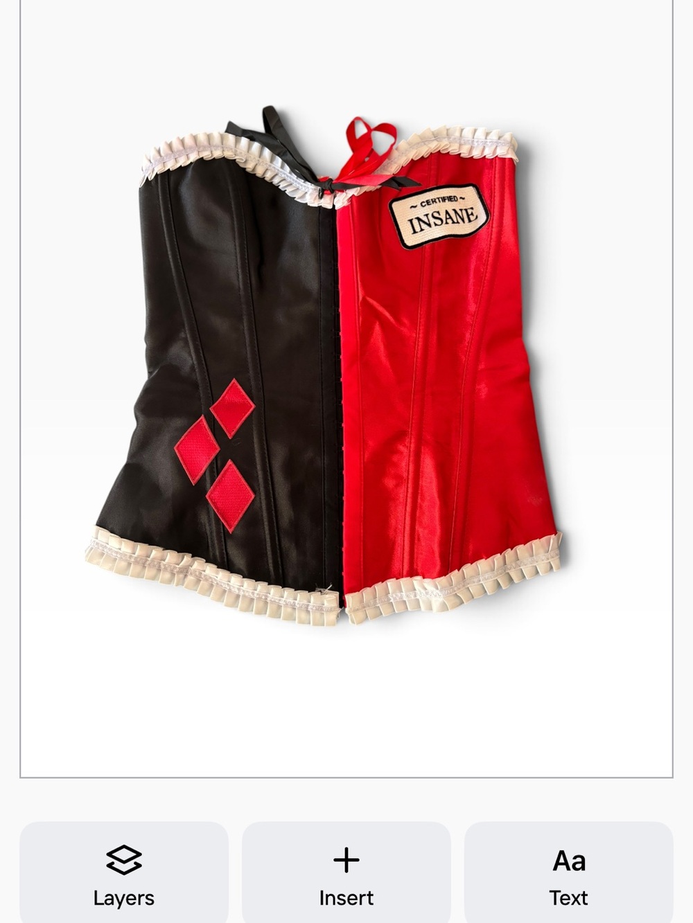Harlequin Red & Black Girls' Corset Costume Top